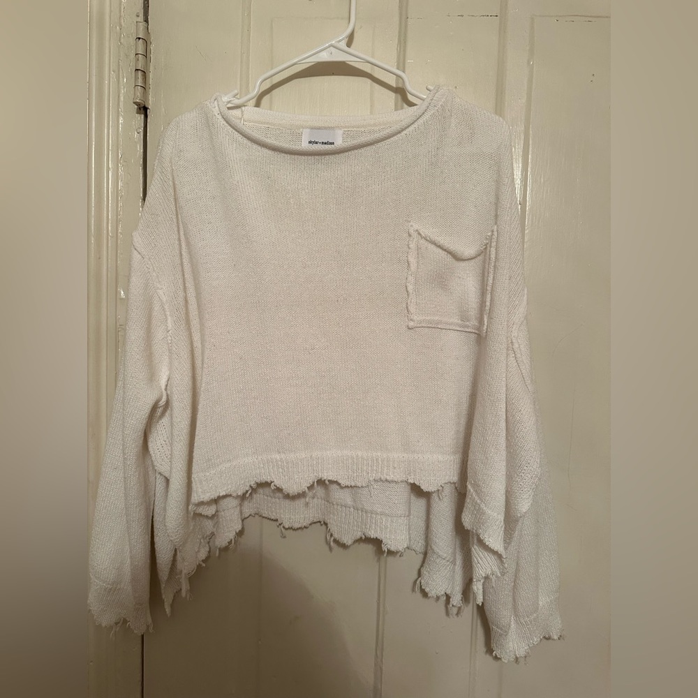 Cropped White Sweater